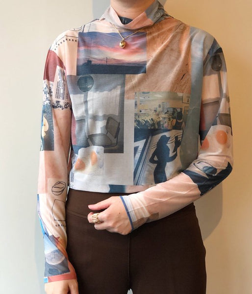 PHEENY/PRINT DRAPE NECK(MULTI)