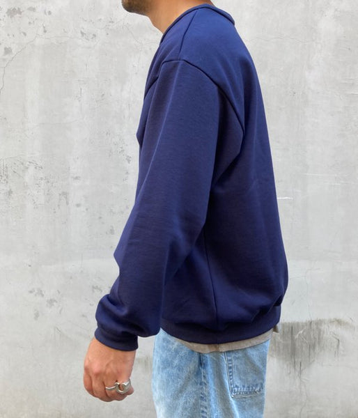 DESCENDANT/BOX CREW NECK SWEATSHIRT (NAVY)