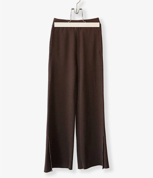 PHEENY/T/C BIG WAFFLE SIDE SLIT PANTS(BROWN)