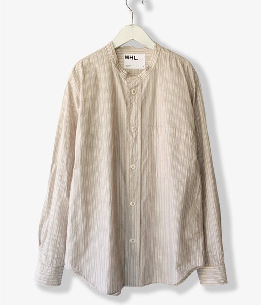 MHL./PYJAMA STRIPE COTTON SHIRT (BROWN)