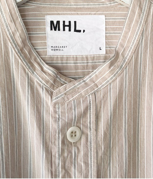 MHL./PYJAMA STRIPE COTTON SHIRT (BROWN)