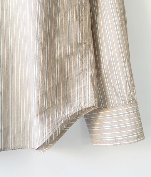 MHL./PYJAMA STRIPE COTTON SHIRT (BROWN)