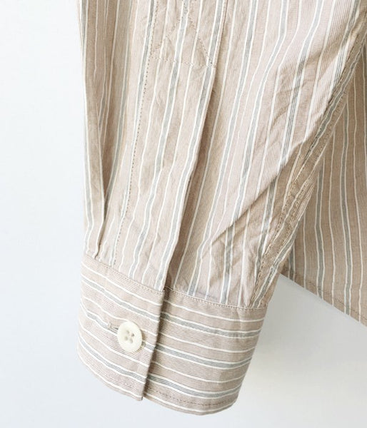 MHL./PYJAMA STRIPE COTTON SHIRT (BROWN)