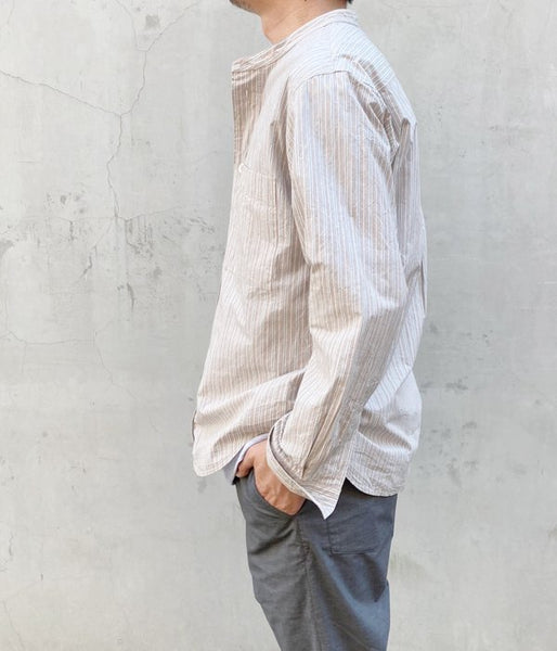 MHL./PYJAMA STRIPE COTTON SHIRT (BROWN)