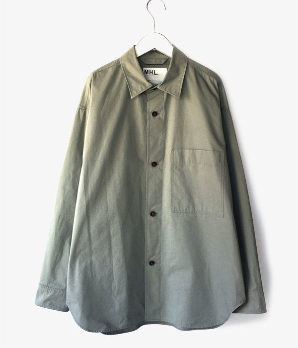MHL./DRY COTTON POPLIN SHIRT (GREEN)