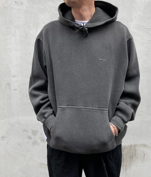 DESCENDANT/GAUFRE HOODED SWEATSHIRT (BLACK)