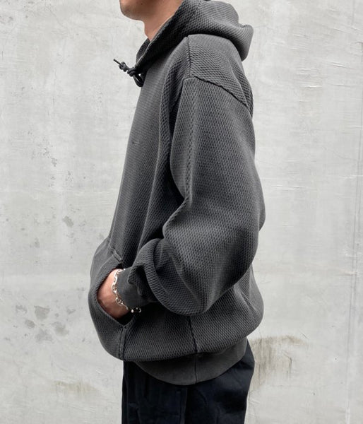 DESCENDANT/GAUFRE HOODED SWEATSHIRT (BLACK)