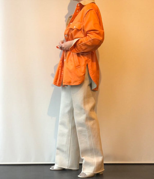 FUMIKA_UCHIDA/DENIM BONDING WIDE STRAIGHT PANTS(NATURAL/WHT)