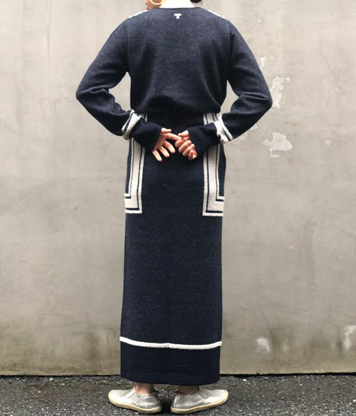 TAN/PILE JQ SKIRT(NAVY)