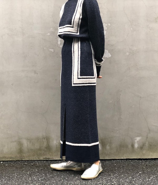 TAN/PILE JQ SKIRT(NAVY)