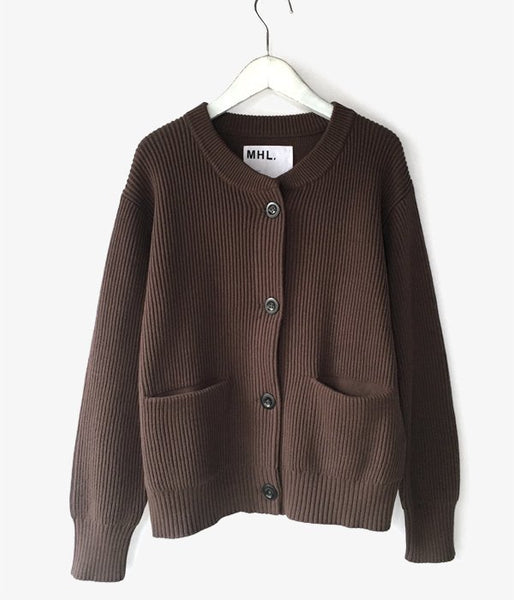 MHL./ROUGH COTTON CARDIGAN (BROWN)