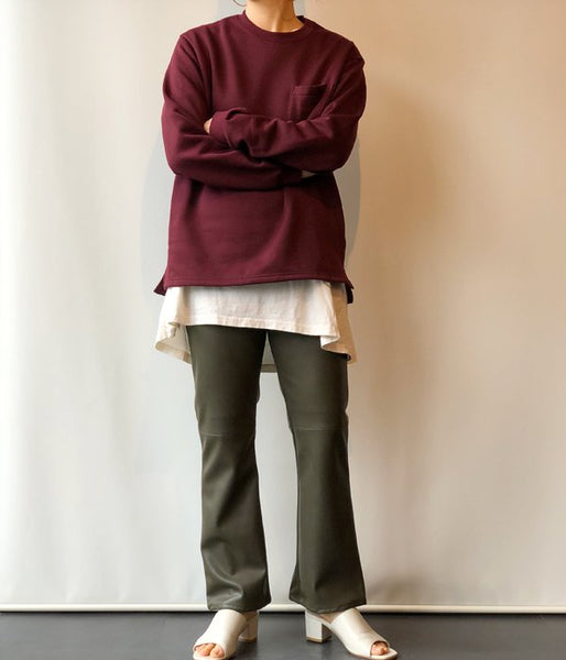 PHEENY/POCKET LONG SLEEVE T(BURGUNDY)