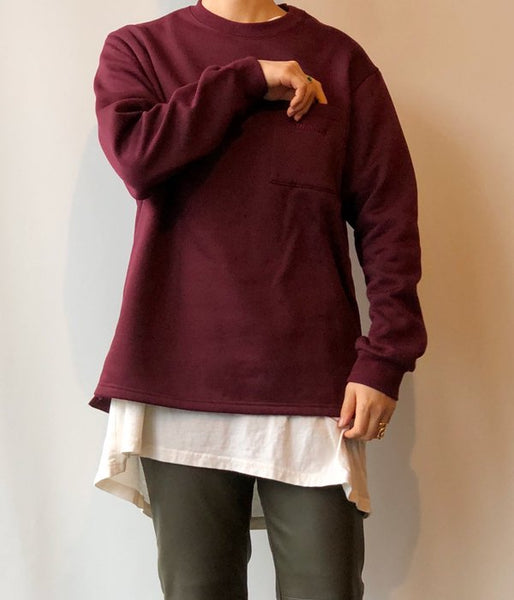 PHEENY/POCKET LONG SLEEVE T(BURGUNDY)