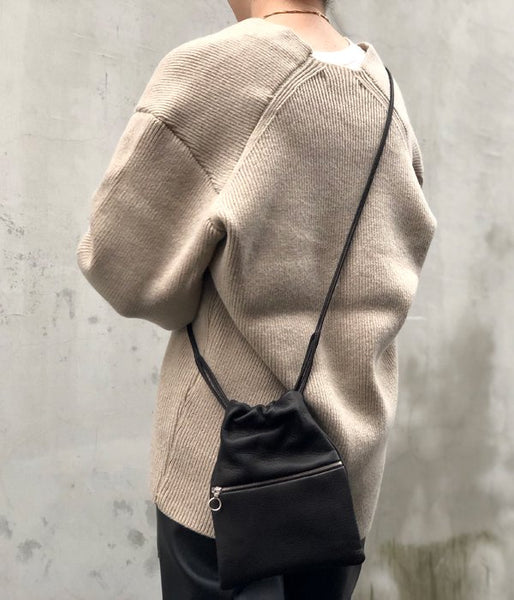 Aeta/DEER LEATHER SHOULDER S with ZIPPER(BLACK)