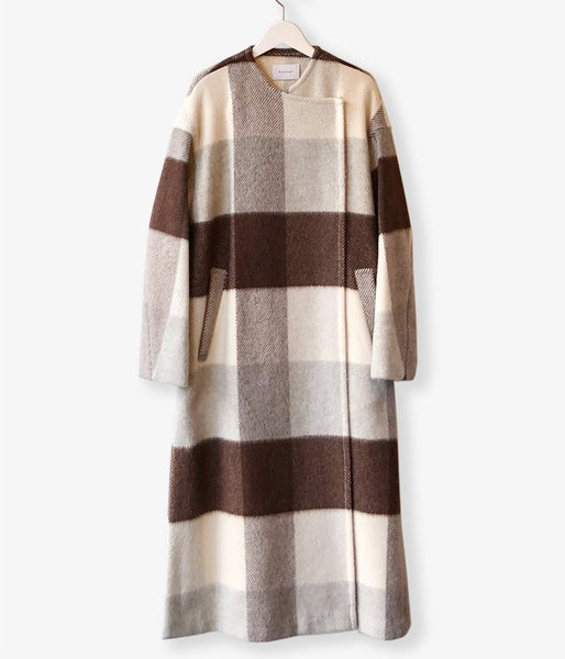 PHEENY/BIG BLOCK CHECK GOWN COAT(IVORY CHECK)