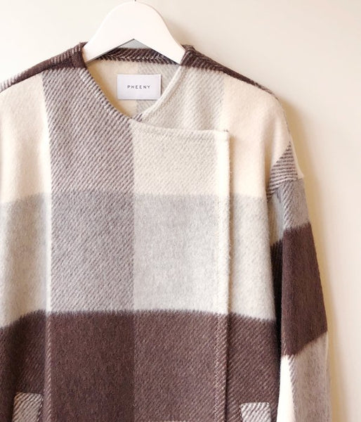 PHEENY/BIG BLOCK CHECK GOWN COAT(IVORY CHECK)