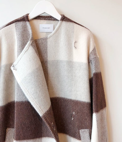 PHEENY/BIG BLOCK CHECK GOWN COAT(IVORY CHECK)