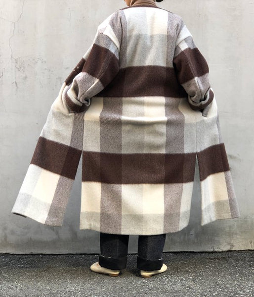 PHEENY/BIG BLOCK CHECK GOWN COAT(IVORY CHECK)