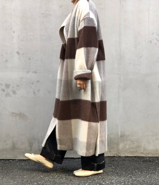 PHEENY/BIG BLOCK CHECK GOWN COAT(IVORY CHECK)