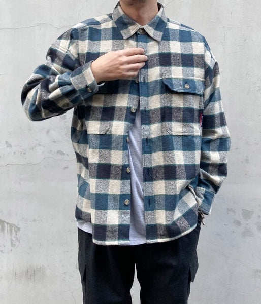 DESCENDANT/VANING CHECK LS SHIRT (NAVY)