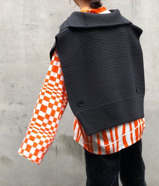 FUMIKA_UCHIDA/PULL HIGH-NECK BIB SWEATER (CHLBRW)