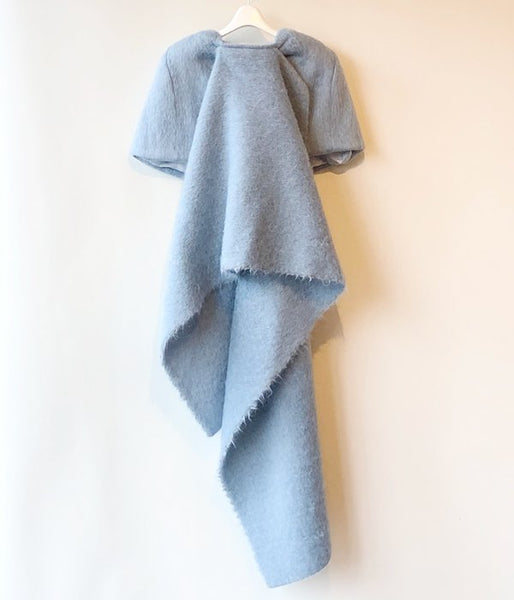 FUMIKA_UCHIDA/MOHAIR SHAGGY STOLE PONCHO (SAXBLUE)