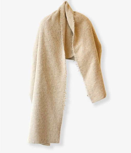 FUMIKA_UCHIDA/MOHAIR SHAGGY STOLE PONCHO (BEIGE)