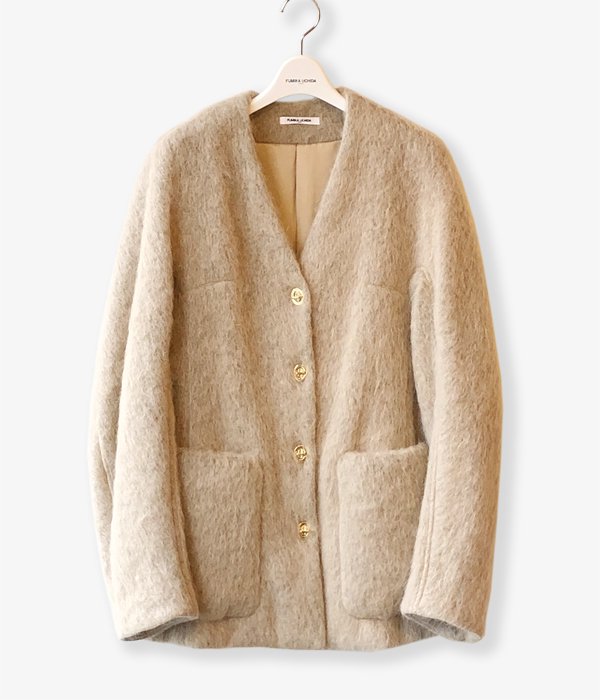 フミカウチダモヘアシャギージャケット FUMIKA_UCHIDA/MOHAIR SHAGGY JACKET COAT(BEIGE/gold)