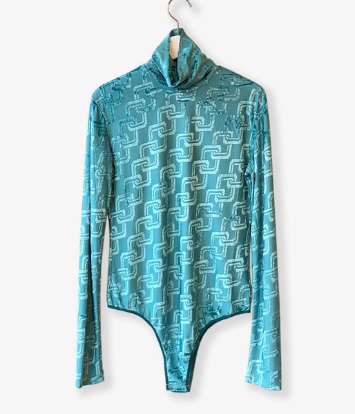 FUMIKA_UCHIDA/VELOUR JACQUARD BODYSUIT(SEAGREEN)