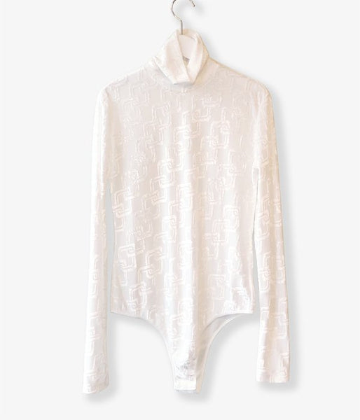 FUMIKA_UCHIDA/VELOUR JACQUARD BODYSUIT(WHITE)