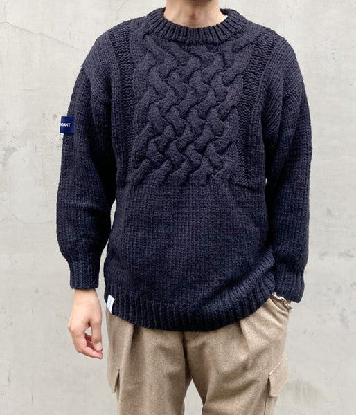 DESCENDANT/FADED CABLE KNIT (NAVY)