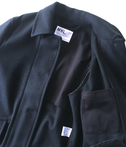 MHL./BASIC WOOL MELTON COAT WOMENS (NAVY)(1)