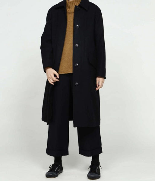 MHL./BASIC WOOL MELTON COAT WOMENS (NAVY)(1)