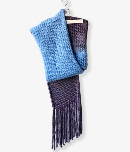 FUMIKA_UCHIDA/HAND-KNIT STOLE PONCHO(SAX/PURPLE)