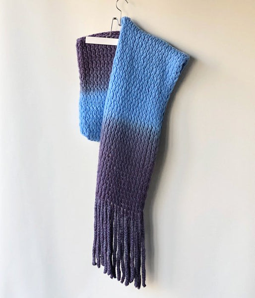 FUMIKA_UCHIDA/HAND-KNIT STOLE PONCHO(SAX/PURPLE)