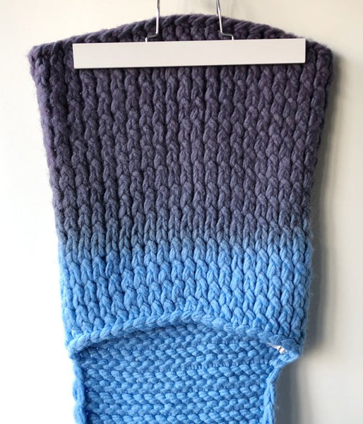 FUMIKA_UCHIDA/HAND-KNIT STOLE PONCHO(SAX/PURPLE)