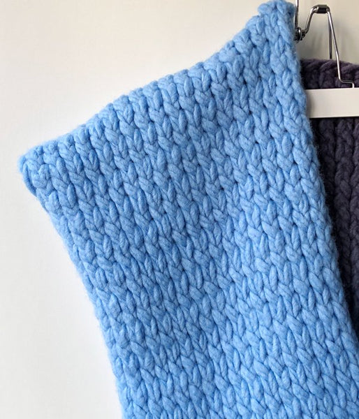 FUMIKA_UCHIDA/HAND-KNIT STOLE PONCHO(SAX/PURPLE)