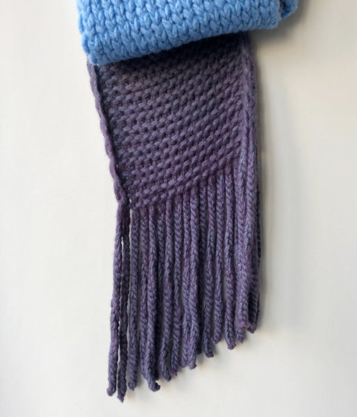 FUMIKA_UCHIDA/HAND-KNIT STOLE PONCHO(SAX/PURPLE)