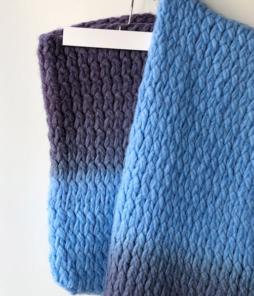 FUMIKA_UCHIDA/HAND-KNIT STOLE PONCHO(SAX/PURPLE)
