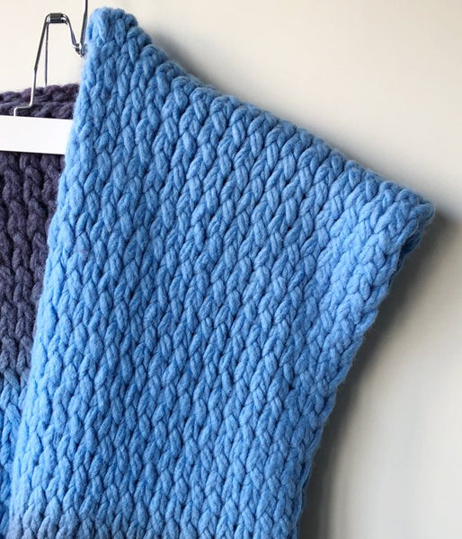 FUMIKA_UCHIDA/HAND-KNIT STOLE PONCHO(SAX/PURPLE)