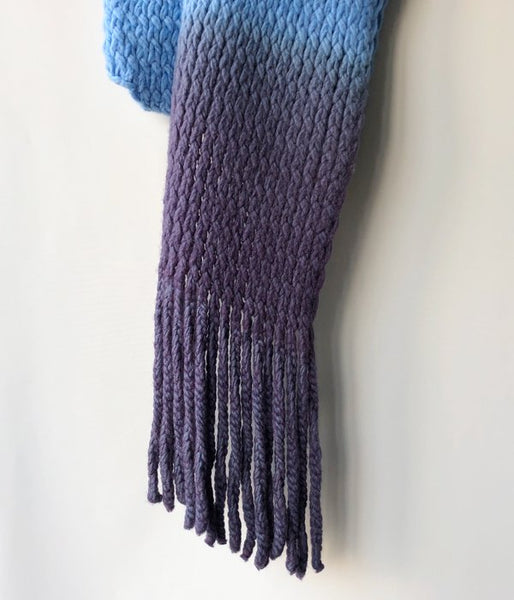 FUMIKA_UCHIDA/HAND-KNIT STOLE PONCHO(SAX/PURPLE)