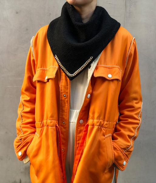 FUMIKA_UCHIDA/satin/boucle REVERSIBLE HOOD STY(SEAWEED/BLACK/gold)