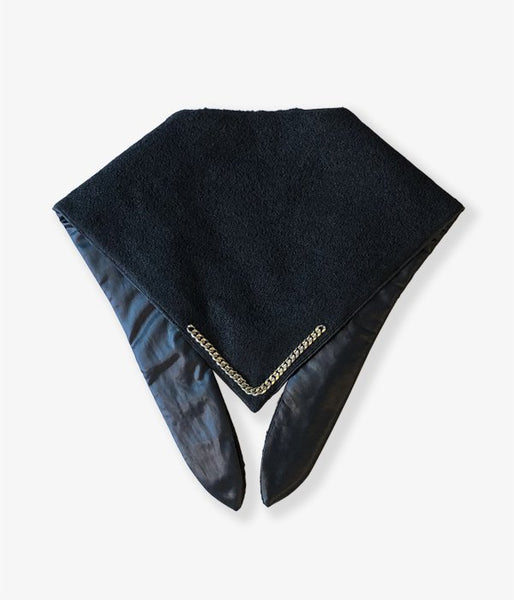 FUMIKA_UCHIDA/satin/boucle REVERSIBLE HOOD STY(SEAWEED/BLACK/silver)