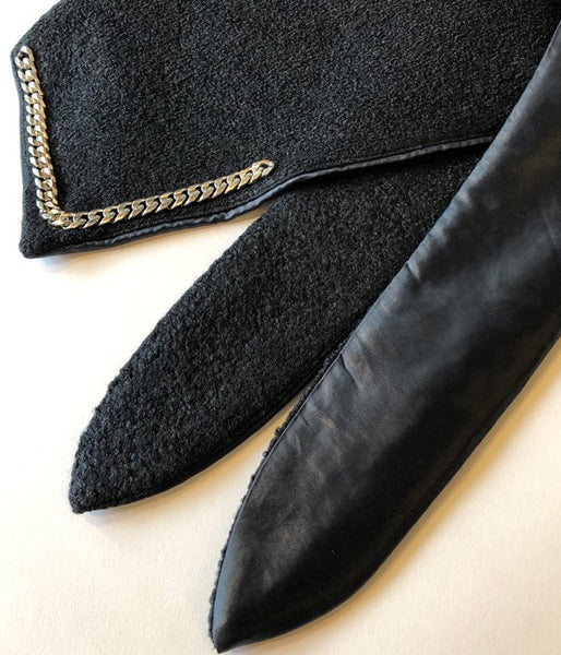 FUMIKA_UCHIDA/satin/boucle REVERSIBLE HOOD STY(SEAWEED/BLACK/silver)
