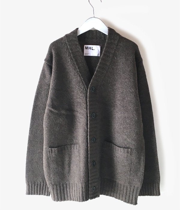 MHL. FINE SHETLAND ブラウン MHL./FINE SHETLAND CARDIGAN (BROWN)