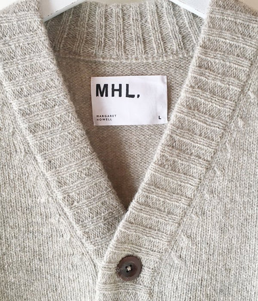 MHL./FINE SHETLAND CARDIGAN (BEIGE)