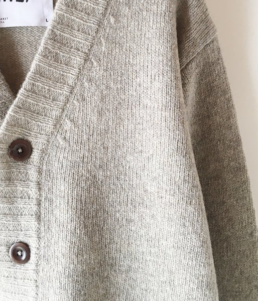 MHL./FINE SHETLAND CARDIGAN (BEIGE)
