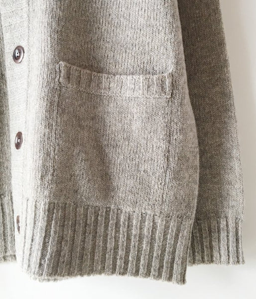 MHL./FINE SHETLAND CARDIGAN (BEIGE)