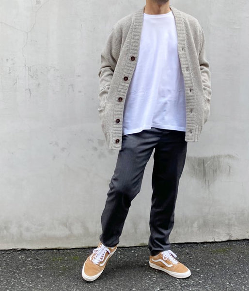 MHL./FINE SHETLAND CARDIGAN (BEIGE)