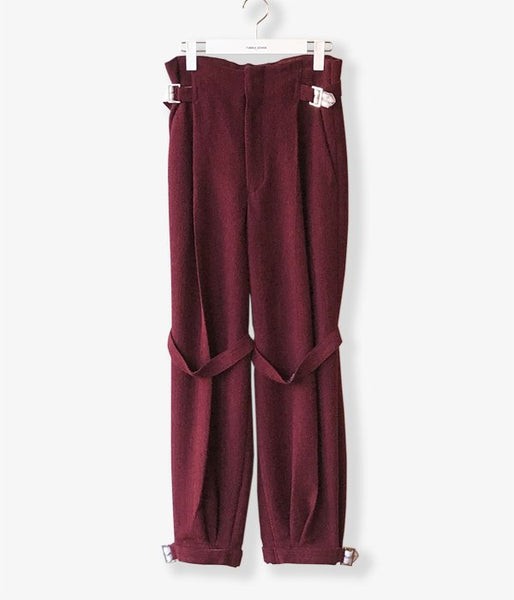 FUMIKA_UCHIDA/MOLE DOBBY_BELTED SLACKS(BORDEAUX)